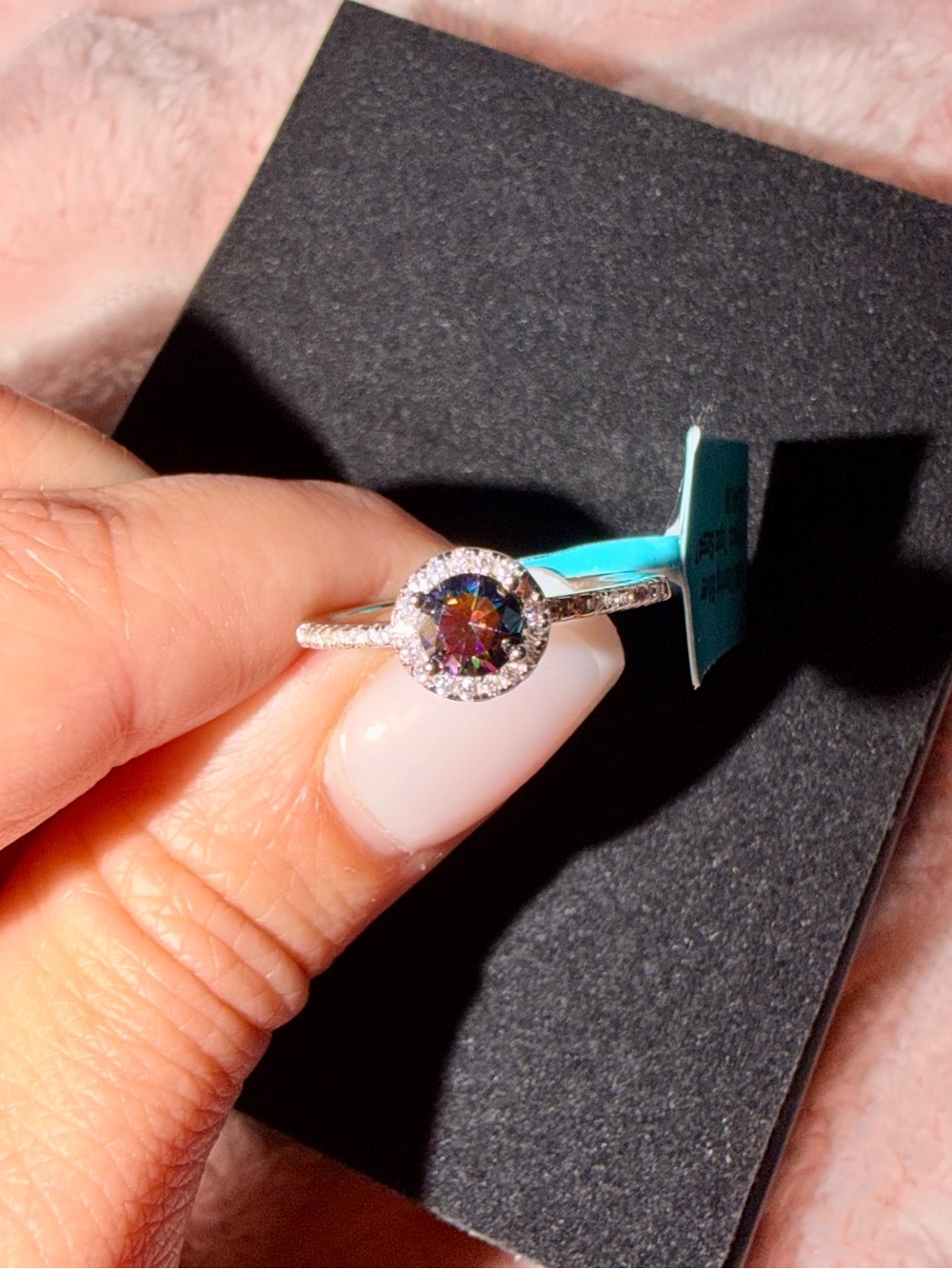 Mystic Topaz Halo Sterling Silver Ring - Mystic Topaz